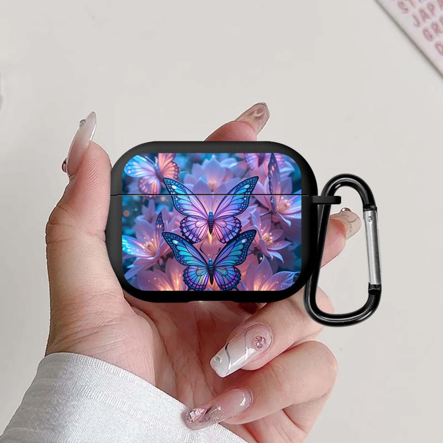 Case For Airpods 4 Pro Pro2 Pro3 1 2 3 Earphone Cases Cover Purple Butterfly Airpods 2