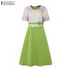 ZANZEA Damen Freizeitkleid mit Druck-Patchwork, Sommer, Kurzarm