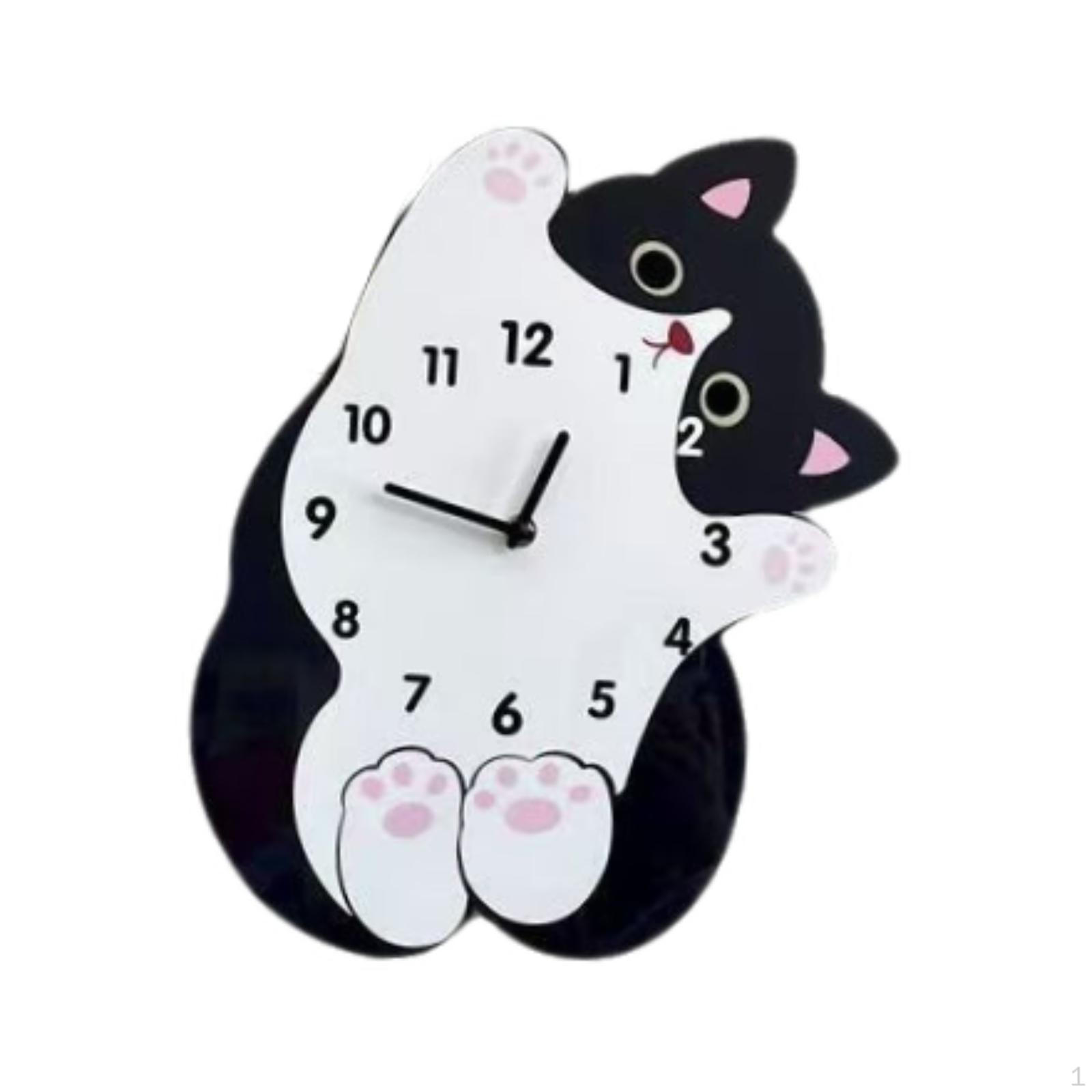 

Мультяжные часы Домашний декор Декоративный подарок на новоселье Настенное искусство Бесшумные для ванной комнаты общежития 30cmx36cm_No Swing Tail