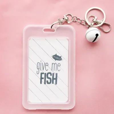 Cute Cartoon Card Cover Fashion Card Bag Bank Credit Card Holder Plastic Student ID Bus Card Pass Holder with Keyring Chain