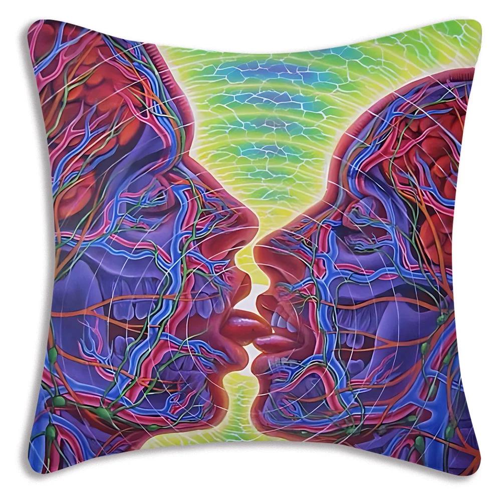 Home Decor Colorful Psychedelic Human Figure Pillow Covers Pattern Cushion Cover Suitable for Sofa Bedroom Car Pillow Cover