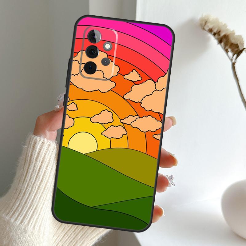 Regenbogen 70er Jahre Groovy Landschaft Hülle Für Samsung Galaxy A34 A54 A14 A15 A35 A55 A16 A26 A36 A56 A52 A12 A32 A13 A33 A53 A17