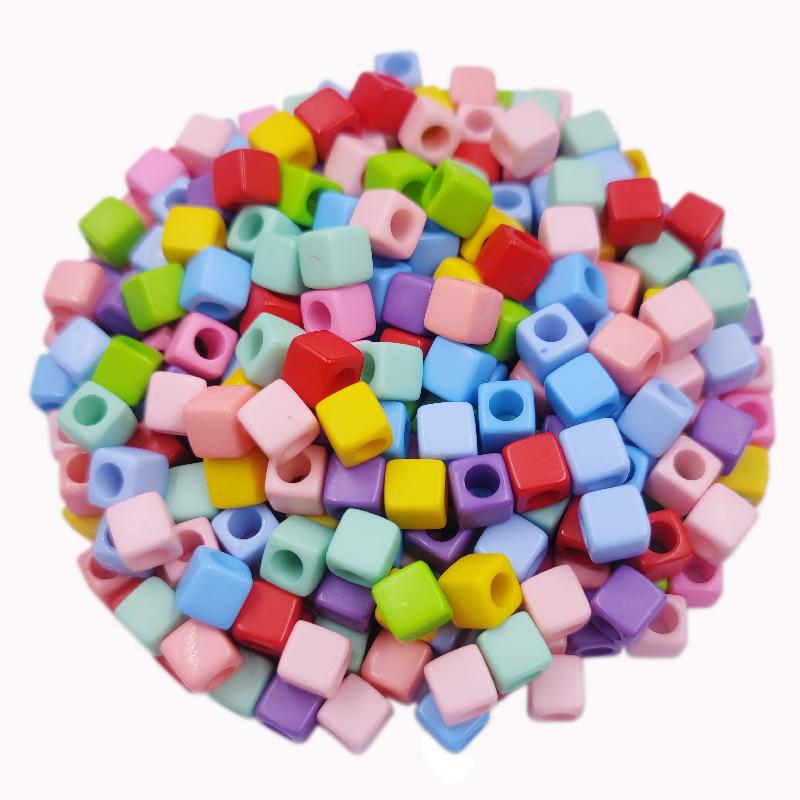 

Яркие цвета смешанные акриловые квадратные бусины с большими отверстиями, подвески, браслет, ожерелье, аксессуары для изготовления DIY разноцветный