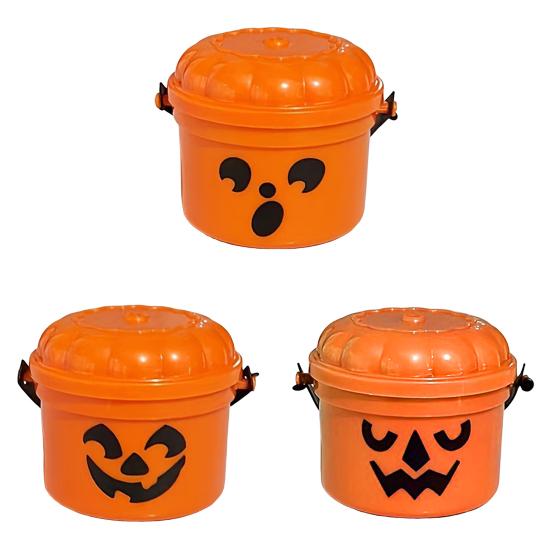 3/7Pcs Mini Pumpkin Bucket Striking Nostalgic Design Weird Atmosphere Spooky Mini Pumpkin Bucket Ornament