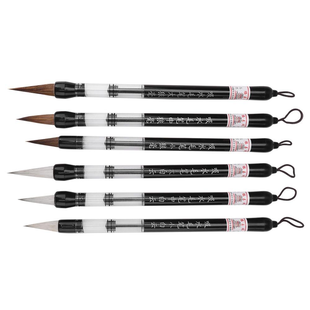 6Pcs Beginner Friendly Water Brush Pen Piston Fill Design Calligraphy Water Brush  Brush Practice