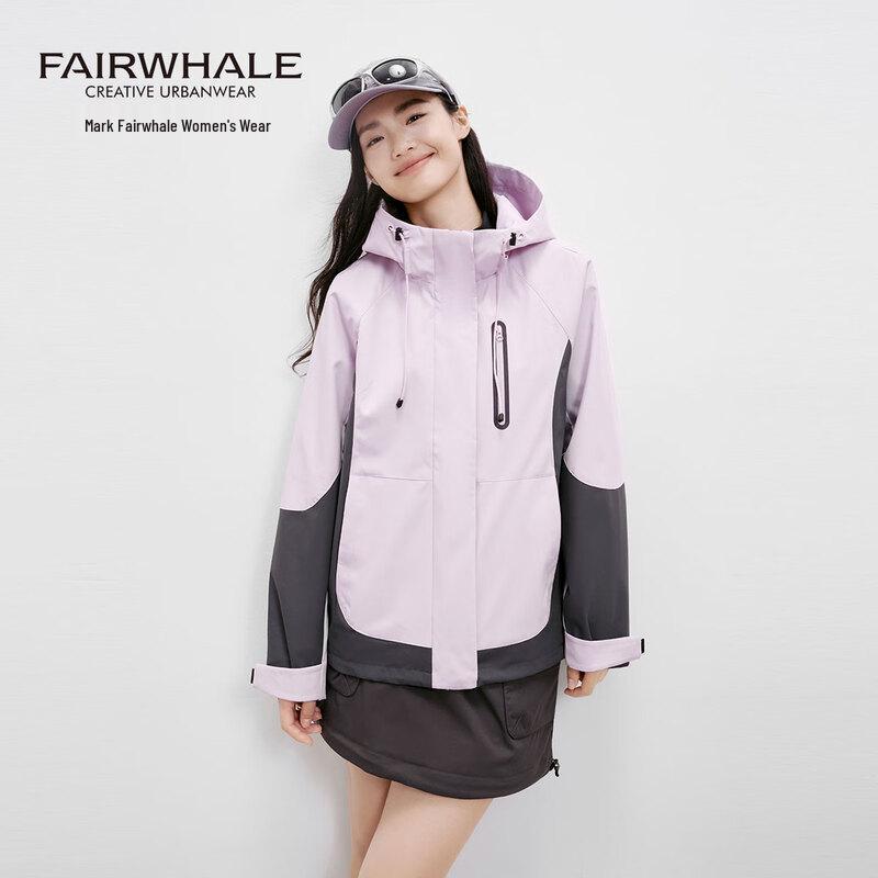 Mark Fairwhale Women's 2025 Outdoor Hooded Colorblock Windbreaker Jacket