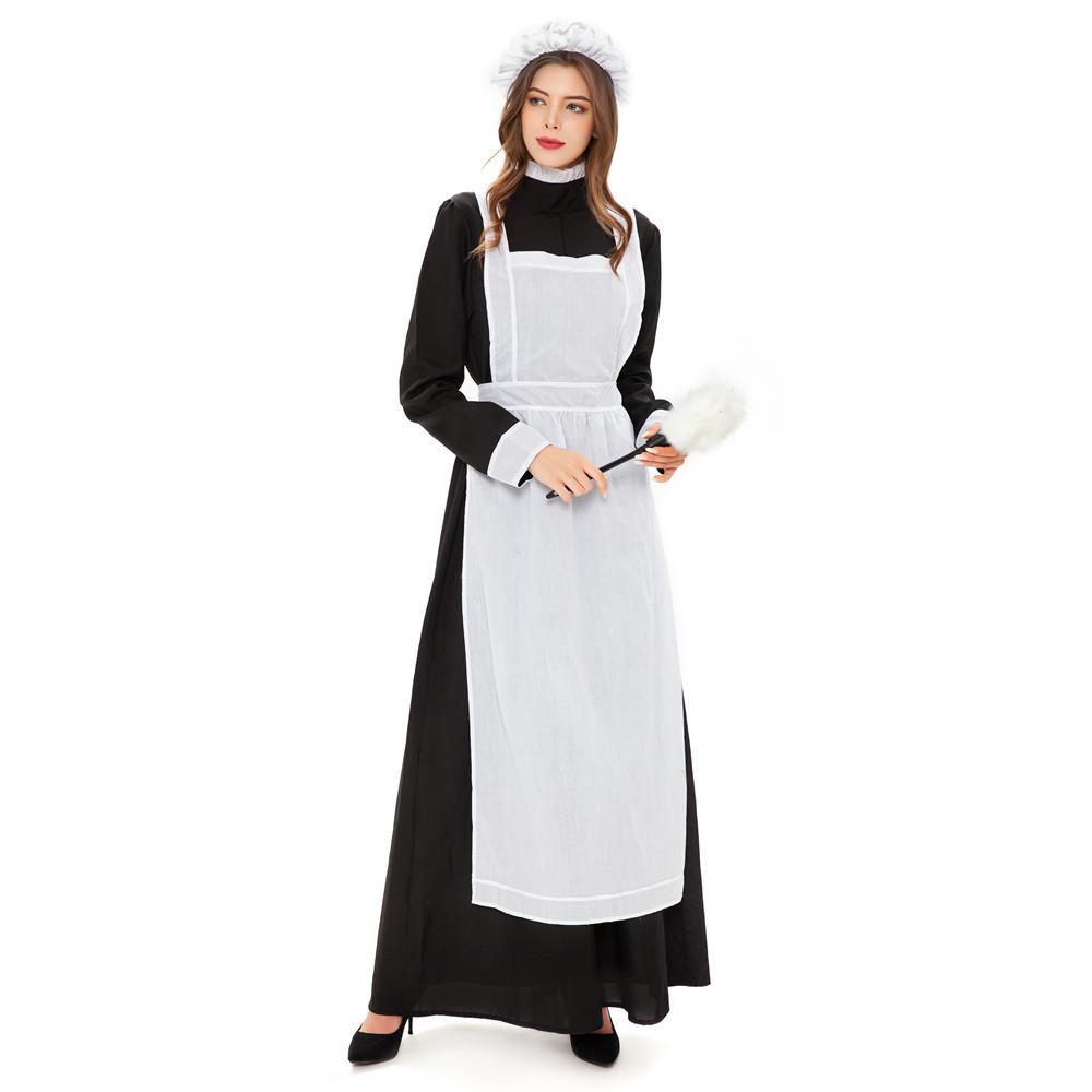 Stilvolles französisches Herrenhaus-Hausmädchen-Outfit für Damen, perfekt für Halloween-Events und Mottopartys