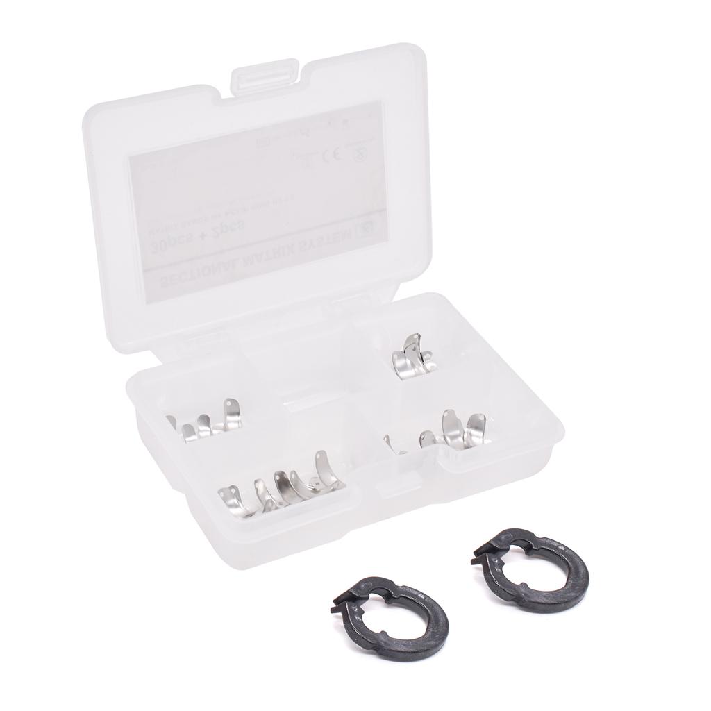 1 Box F3/G3 Dental Sectional Matrix System Sectional Contoured Metal Matrices Matrix Bands Resin Clamping Ring Dental Pliers
