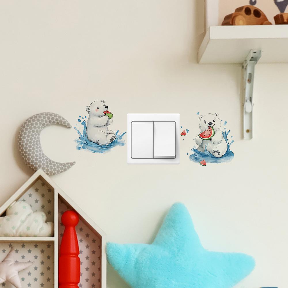 Cartoon Polar Bear Bedroom Living Room Switch Background Beautification Wall Stickers