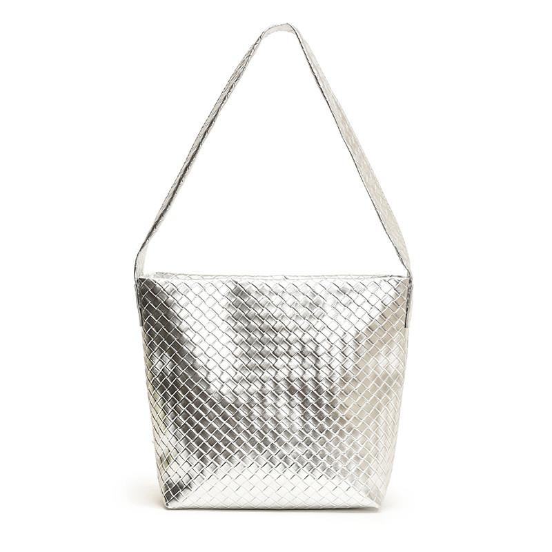 Solid Simple Color Woven Texture Women Large Capacity Tote Bag Daily For