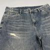 Spring Casual Retro Patchwork Men's Straight Loose Fit Jeans Versatile Shaped Boy Pants