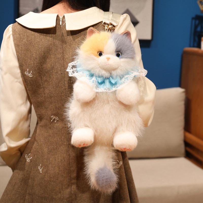 Schattige Ragdoll Kat Rugzakken Knuffeldier Poedel Tas Meisjes Schoudertassen Pluche Student Schooltassen Rugzak Kittens Speelgoed Voor Jongen about 45-50cm