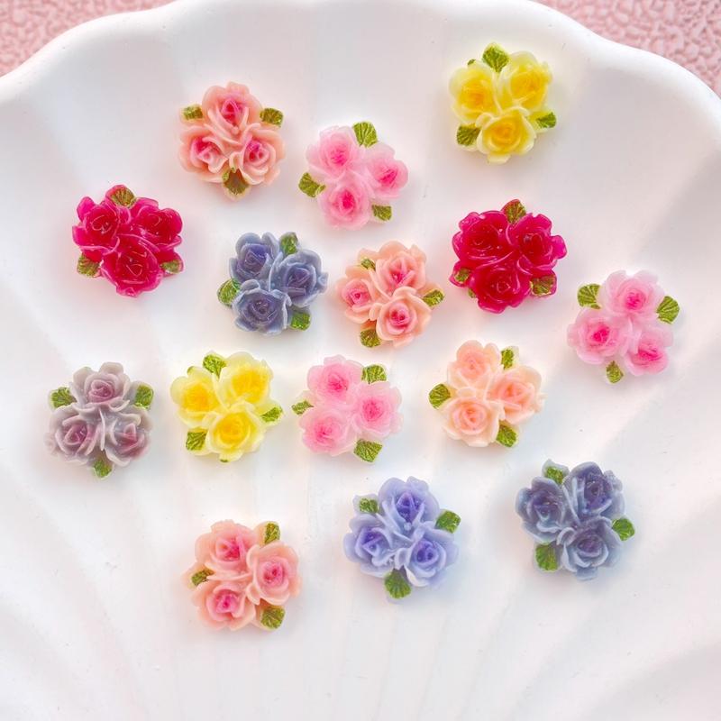 

50Pcs New Cute Three Color Flower Series Resin Flatback Ornament Jewelry Making Manicure Hairwear Accessorie