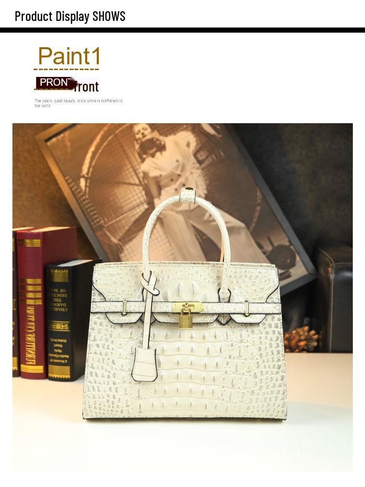 Europäische & Amerikanische Krokodilmuster Platin Handtasche: Groß, Hartleder, Stilvoll für Frauen