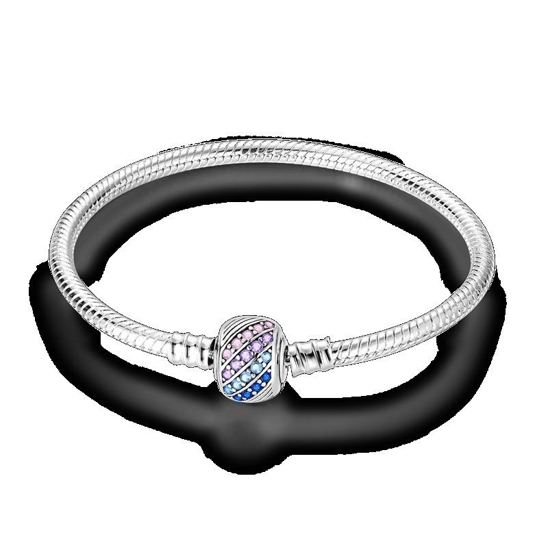 925 Silver Bracelet Butterfly Flower Clover Green Cat Claw Love Zircon Jewelry Gifts for Women 17-20CM