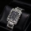 Men Y2K Black Quartz Watch Irregular Dial Retro Fashion Wristwatch