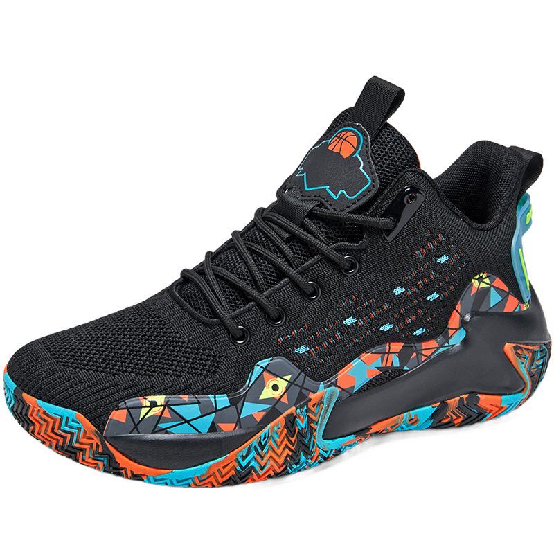 Foreign trade large size 48 basketball shoes men's fly-woven breathable wear-resistant actual combat teenagers and students running sports shoes