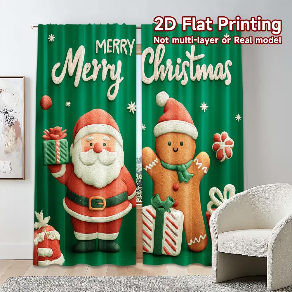 2D Flat Printing,JIT 2pcs, Curtains (Without Rod) Festive Cheer (3) Popular Curtains&Drapes Durable Polyester Curtains Room