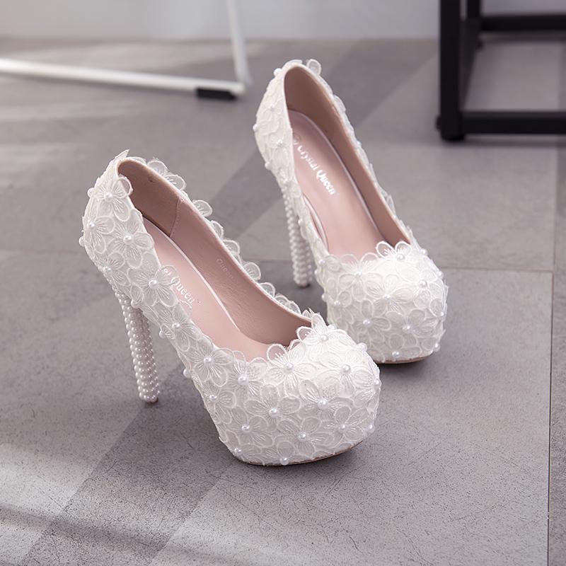 Buy Crystal Queen Bridal Pearl Bead Bridal Wedding Party Dress Pumps