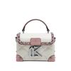 Leather Contrasting Hand-held Box Bag, New Crossbody Makeup Bag