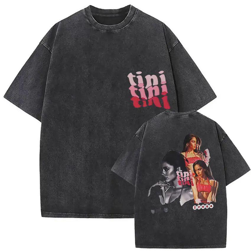 Y2K Hip Pop T Shirts Singer Tini Stoessel Futtura Album Summer Fashion Retro Washed Oversized Tshirt Print Street Wear Unisex