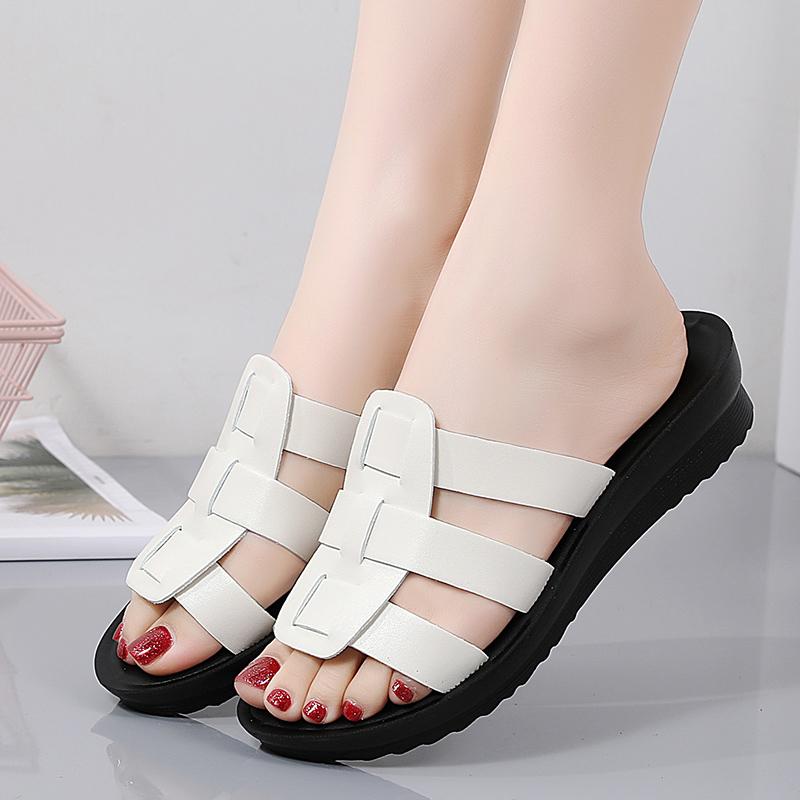 

Летние женские сандалии из натуральной кожи на плоском каблуке, домашние сандалии, обувь для мам, мягкие домашние тапочки 43 бежевый