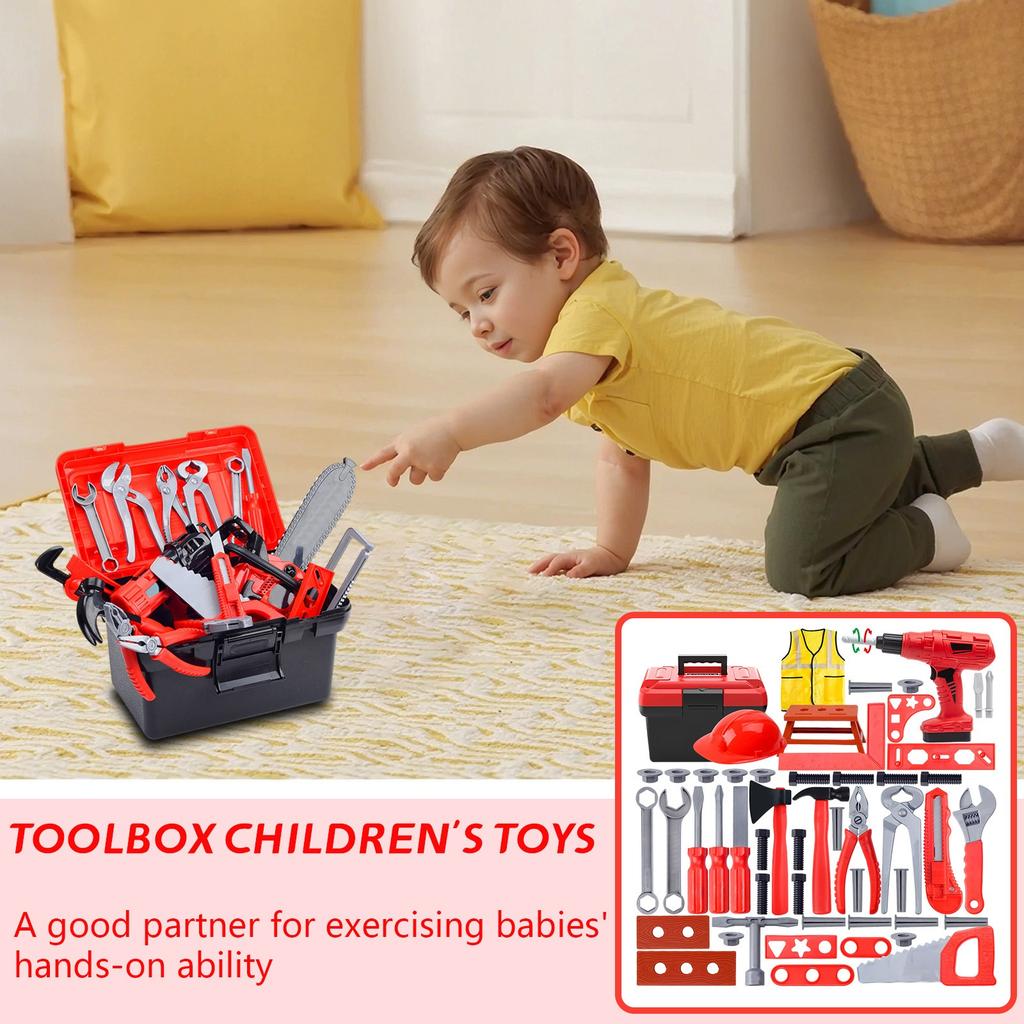 Kids Tool Set With Toy Drill, Construction Tools With Tool Box And Vest, Toys For 3 4 Year Old Boys Gifts
