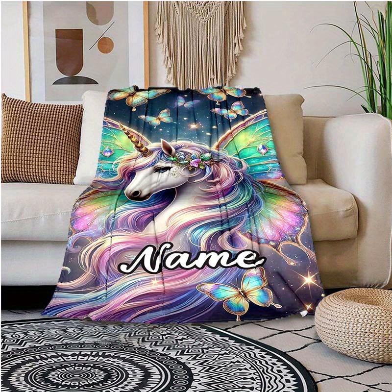 Unicorn'S Colorful Tentacles Customize Your Name Blanket Used For Chair Office Sofa Bed Camping Soft And Warm Giving Friends And Relatives Birthday