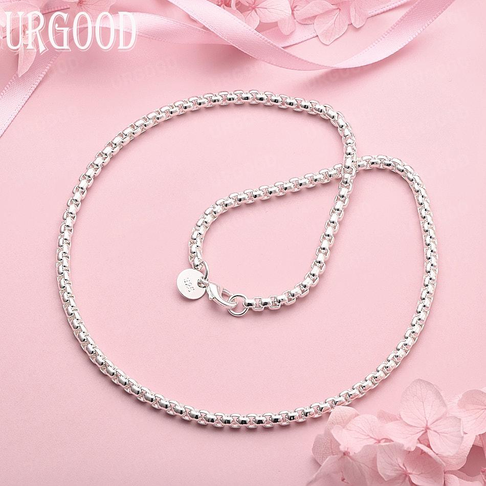 Srebro próby 925 Biżuteria ślubna Naszyjnik 4 mm 16-24 cale