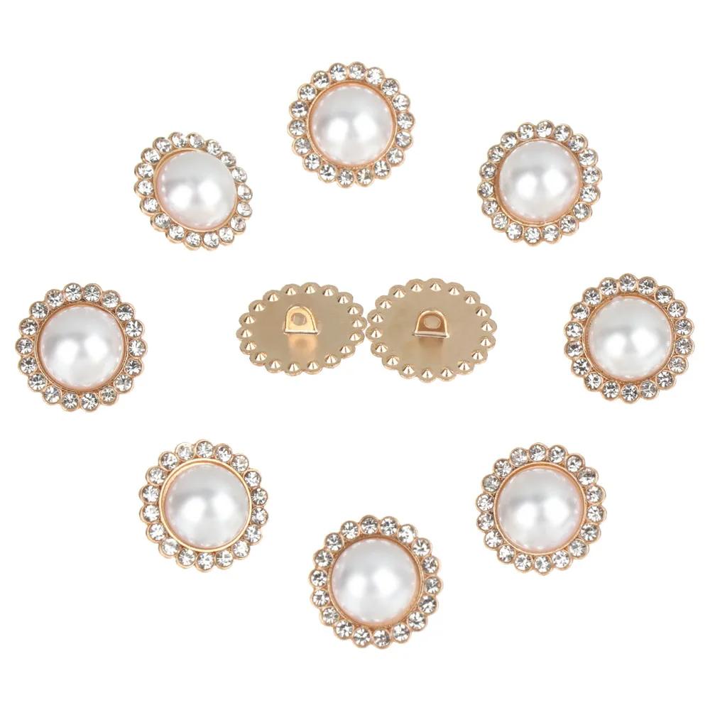 10 Pezzi Lega Strass Lucidi Perla Bottoni per Abbigliamento DIY Cucito Abbigliamento Bottone Lavorazione a Maglia Fatta a Mano Accessori Decorativi per Cucito