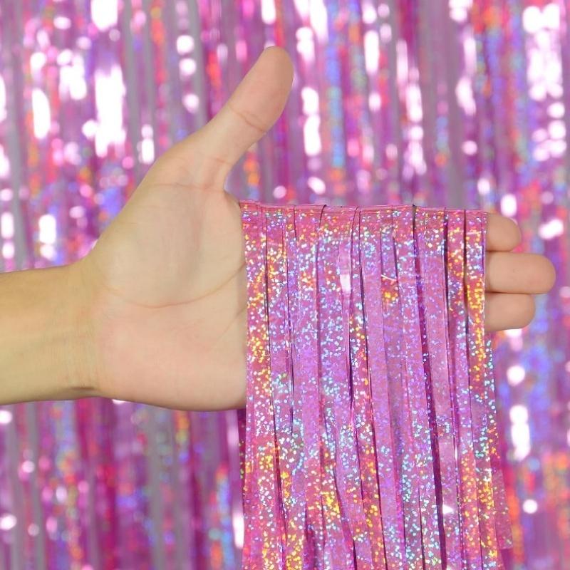 1/2/3Pack Glitter Party Backdrop Metallic Foil Tinsel Fringe Curtain Birthday Wedding Graduations Decoration Anniversary Photo. 5