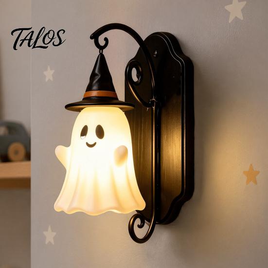 Festliche Eingangshalle Dekoration Niedliche Geist Wandleuchte, Zaubererhut Lampe, Dekorative Warmweiße Aufputzlampe Halterung für Halloween Haus Flur Schlafzimmer