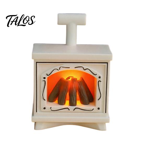 Mini Model House Furnishings Retro Simulated Fireplace Night Light, LED Flickering Flame Lamp, Cozy Atmosphere Miniature Scenes Accessories Lights for