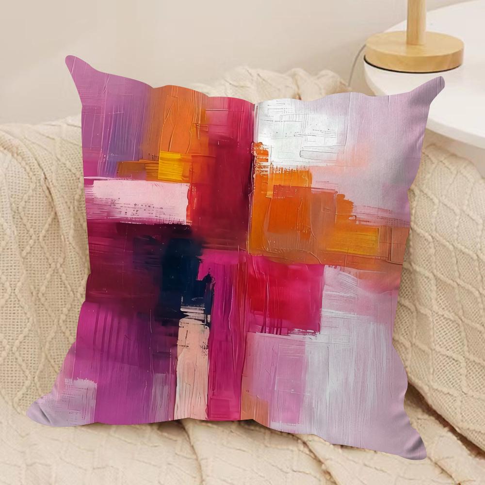 Fashion Color Paint Cushion Cover Pillowcase Ultra Soft Skin Friendly Fabric Cloud Like Comfort Concealed Zipper