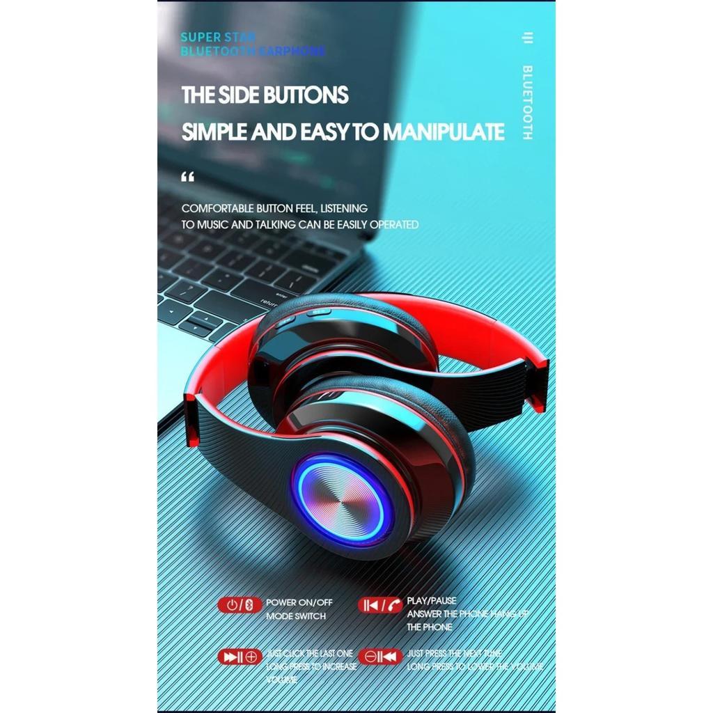 Foldable Bluetooth Headsets  Wireless Headphones with Mic Stereo Earphone Support TF Card FM for Xiaomi Iphone Sumsamg Phone