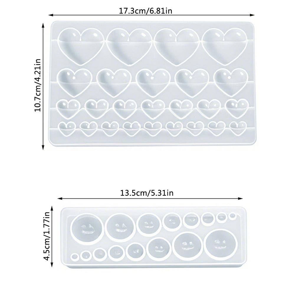 DIY Epoxy Resin Casting Molds Pendant Resin Molds, Including Heart & Round-Shaped Silicone Mold for Jewelry Making