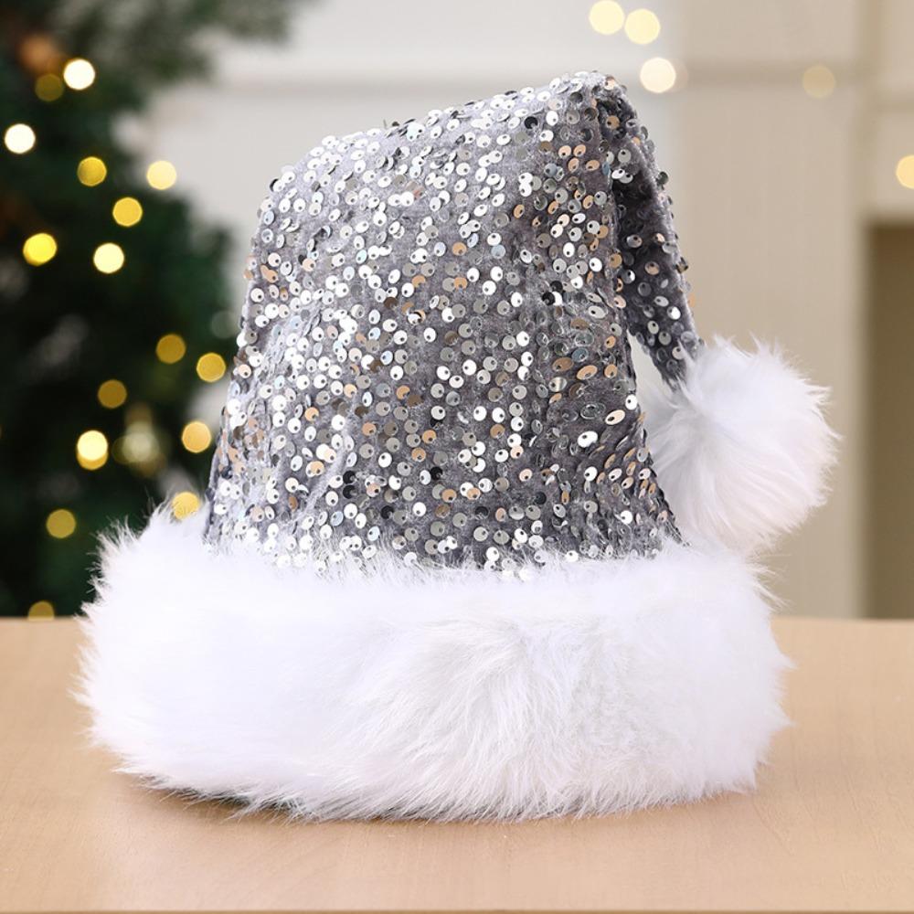 Double Layer Festive Hat Sparkling Sequins Christmas Cap New Holiday Hat Family Gatherings