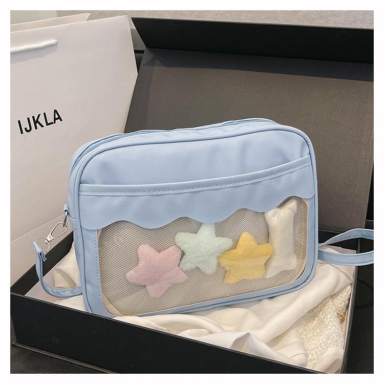2025 spring new small food pain bag cute versatile simple transparent shoulder messenger women's bag daily soft girl bag