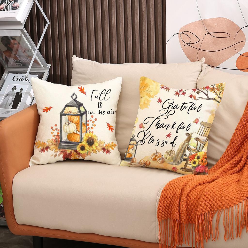 Autumn Maple Leaves Throw Pillow Covers With Digital Printing Of Short Plush Fabric Car-Shaped Sofa Cushion Office Home Decor