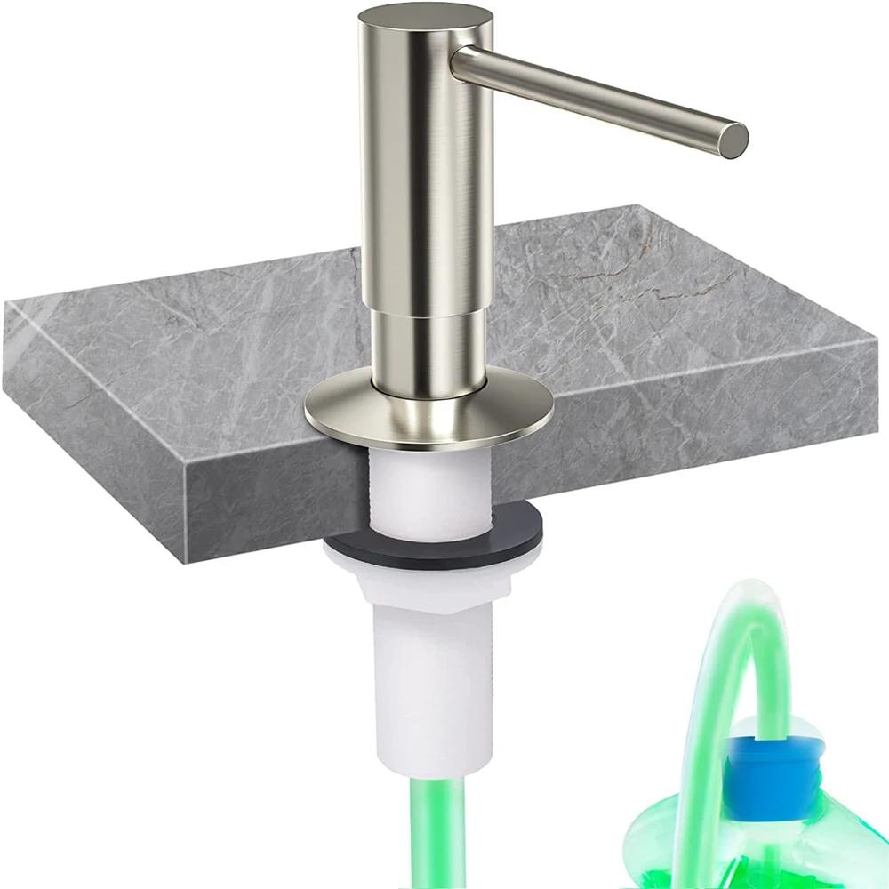 Built-in Pump Kitchen Liquid Soap Bottle 500ml Brass Brushed Nickel Soap Dispenser Black Kitchen Sink Soap Dispenser with Tube