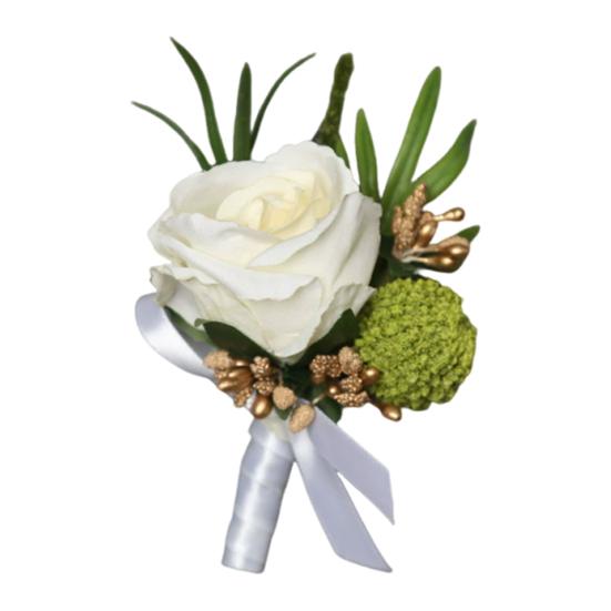 Artificial Wedding Corsage And Boutonniere Set Silk Flower Wrist Corsage And Lapel Pin for Bridal Party Business Opening Ceremony Guest Flower
