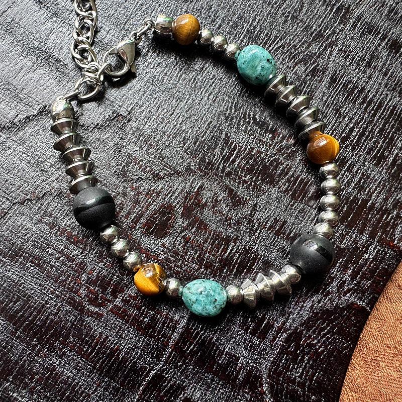 

Gaga Модный браслет из нержавеющей стали для мужчин из Юго-Восточной Азии - Хип-хоп панк стиль с бусинами