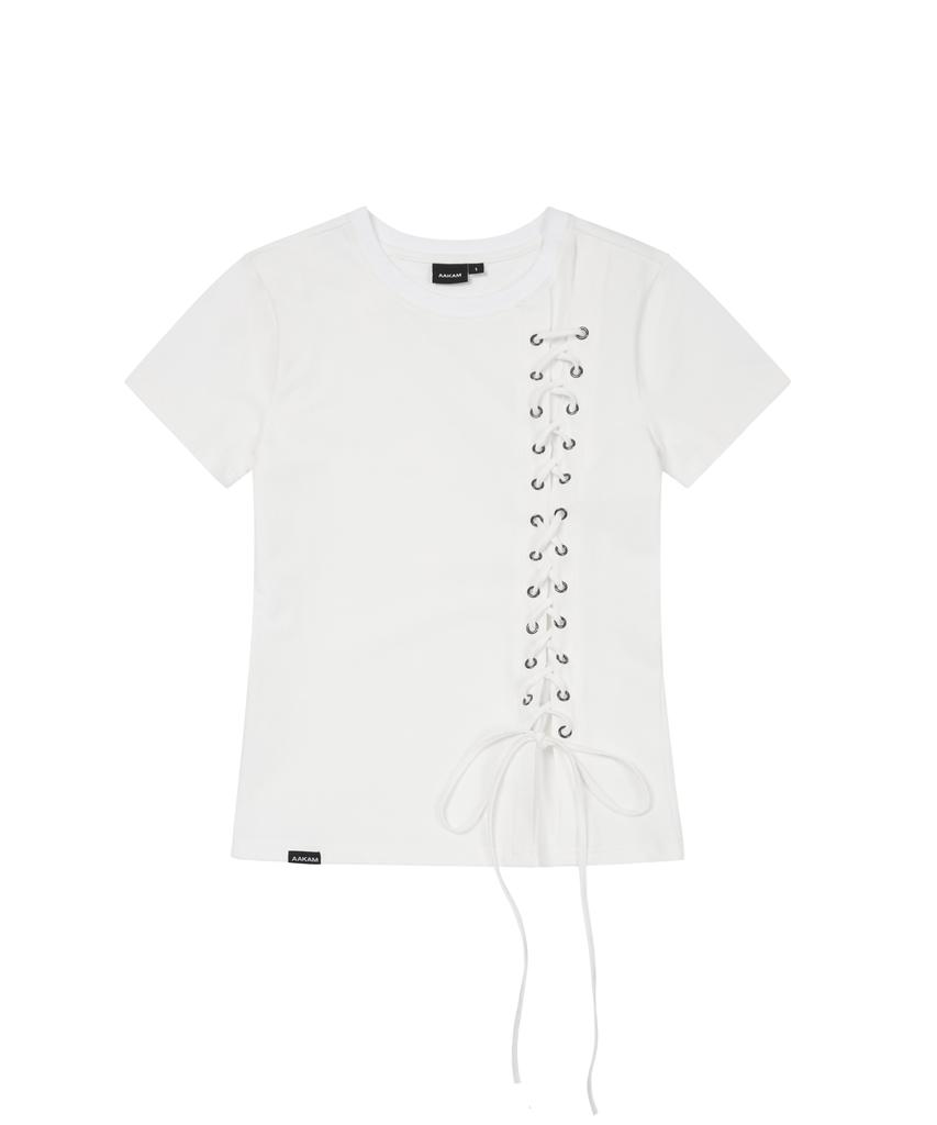 AAKAM Eyelet Corset Half Top (White)