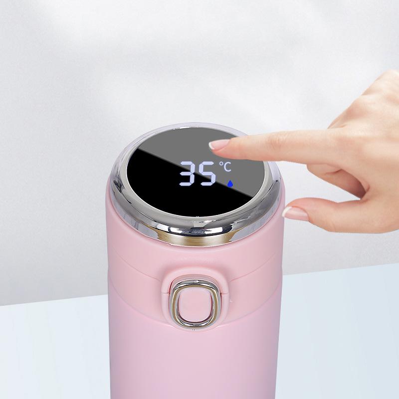 304 Paslanmaz Çelik Vakumlu Matara Moda Düz LED Sıcaklık Ölçme Zıplayan Bardak Hediye Su Bardağı