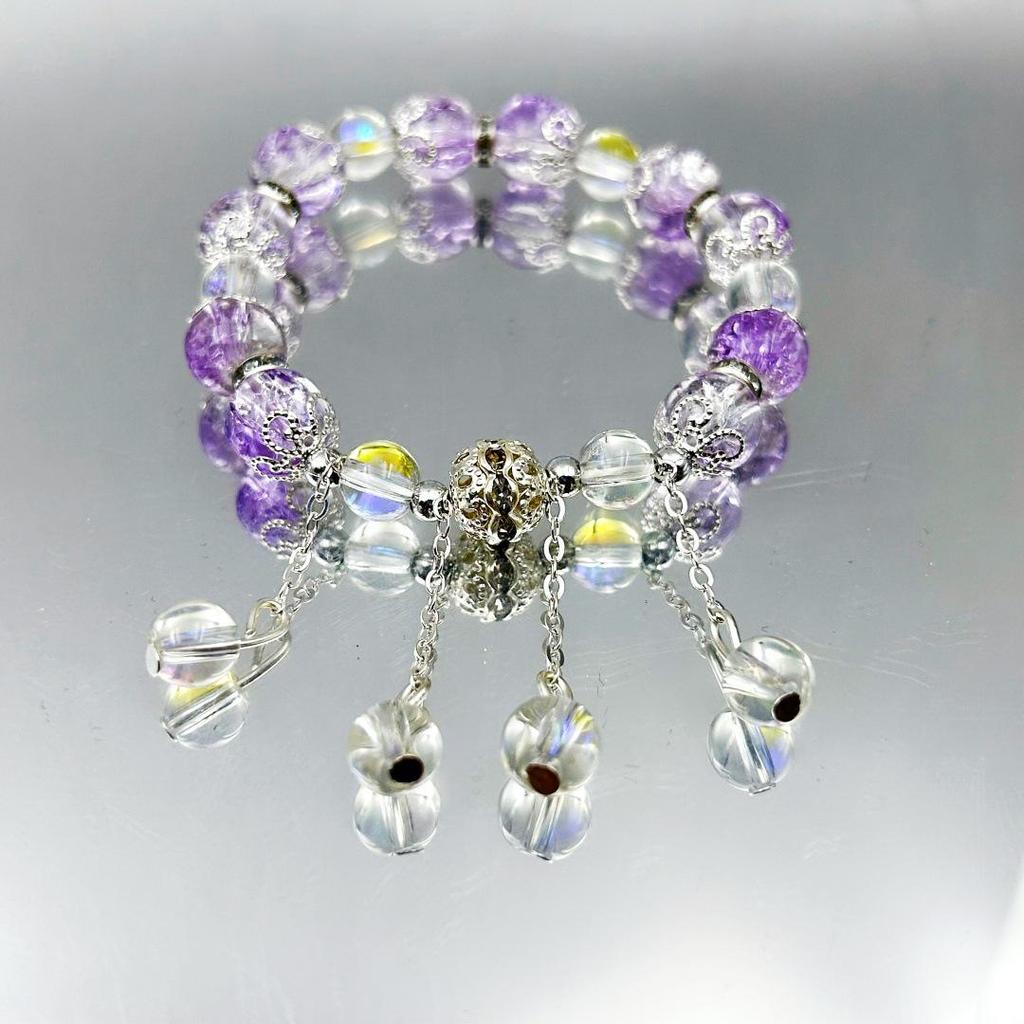 Aurora Crystal Beaded Tassel Bracelet - Cultural Jewelry for Street Stalls and Live Streaming