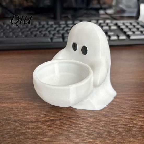 Halloween Ghost Night Light Candle Holder, Cute 3D Printed Tea Holder for Novelty Gift Item Scented Candles, Small Tabletop Candy Dish Party