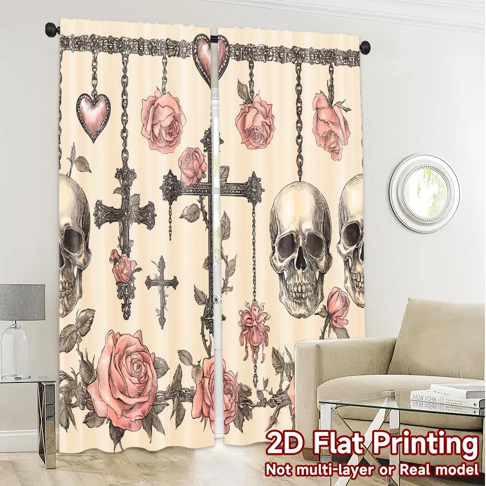 Set Of 2 Flat Printing Jit Curtains Without Rod Gothic Romance Popular Fashionable Versatile Durable Polyester Curtain Made