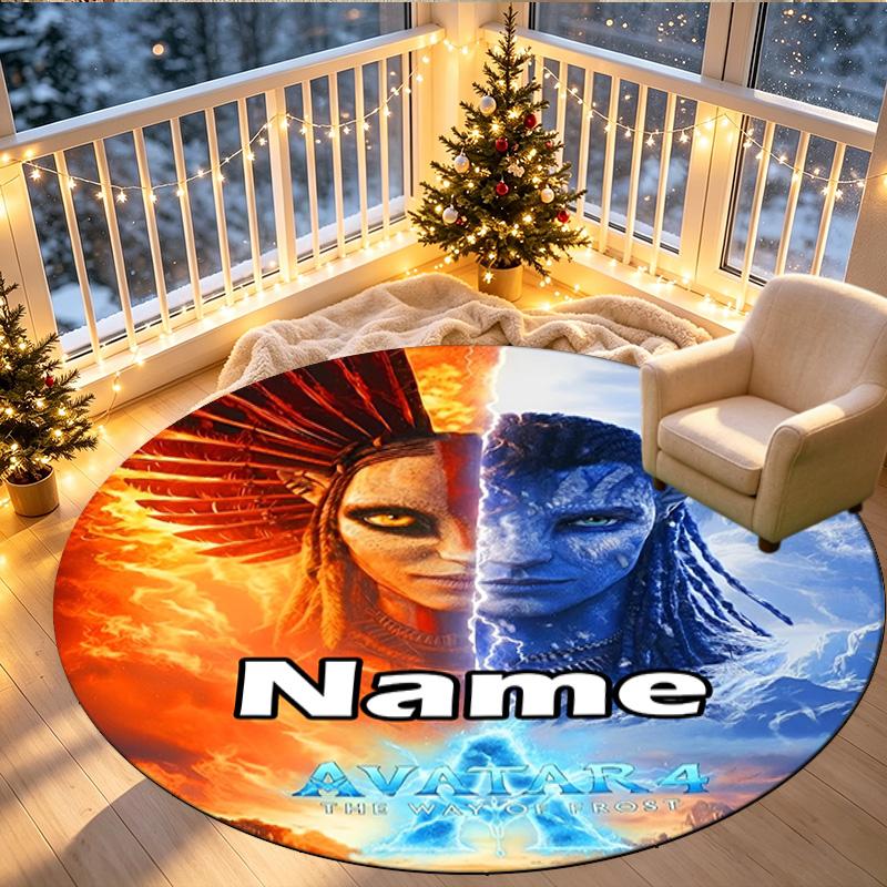 Custom Name Personalized Avatar Print Round Rug, Versatile Home Decor Carpet, for Playroom, Apartment, Balcony, Entryway, Hallway Gift