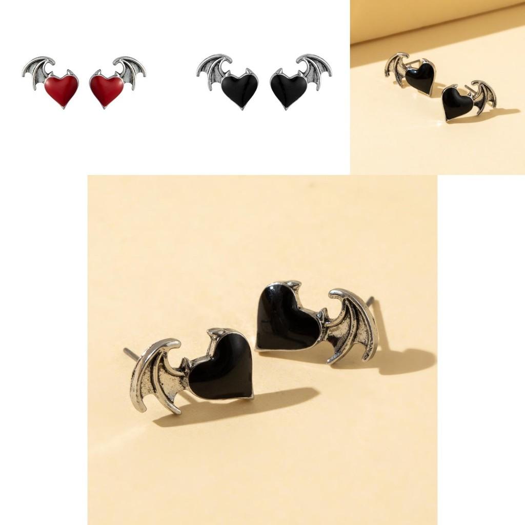 Stilvolle Legierung Flügel Herz Ohrstecker für Frauen Galvanisiert Kreativ Sommer 2022