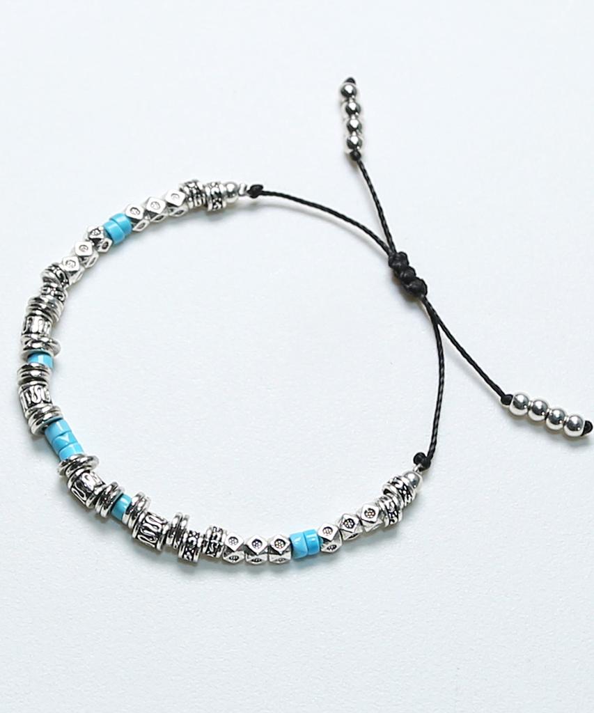 Knd Silver & Turquoise Bead Bracelet